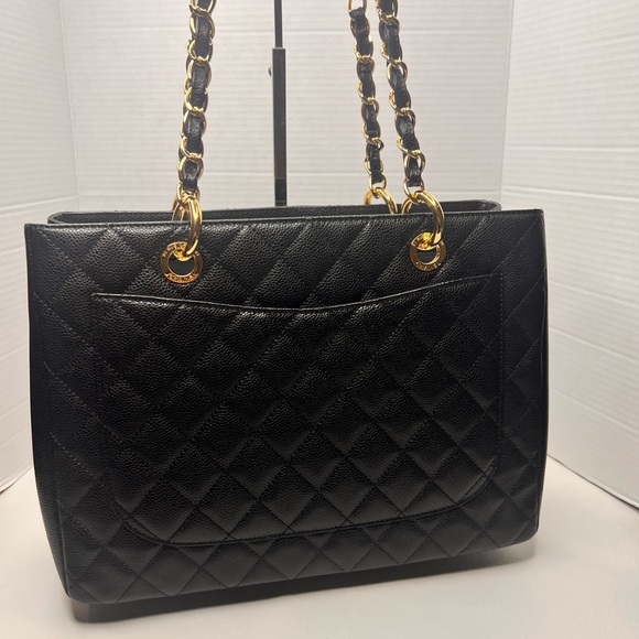 Chanel GST black caviar /gold quilted leather tote shoulder bag - Picture 7 of 16